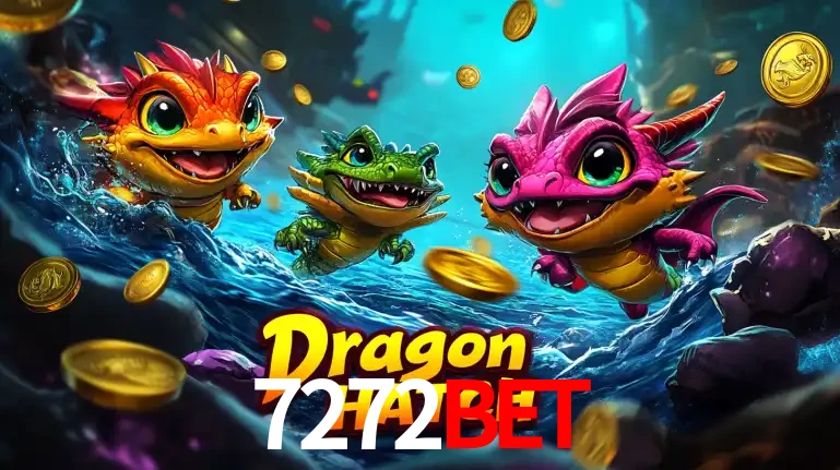 Arte promocional do jogo Dragon Hatch com três adoráveis dragões bebês nadando entre moedas de ouro, um dos slots mais divertidos para jogar no cassino 7272bet.