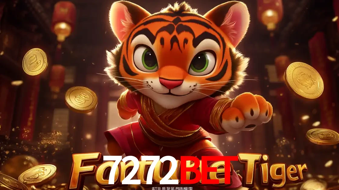 O carismático mascote do jogo de slot Fortune Tiger, um tigre fofo em pose de artes marciais, pronto para trazer sorte e multiplicadores de ganhos no cassino online 7272bet.